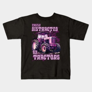 Easily distracted by pink tractors Kids T-Shirt